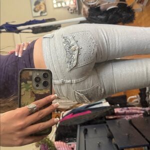 RARE VTG Y2K SILVER SALVAGE LOW RISE, SKINNY SHINY women’s jeans size 4